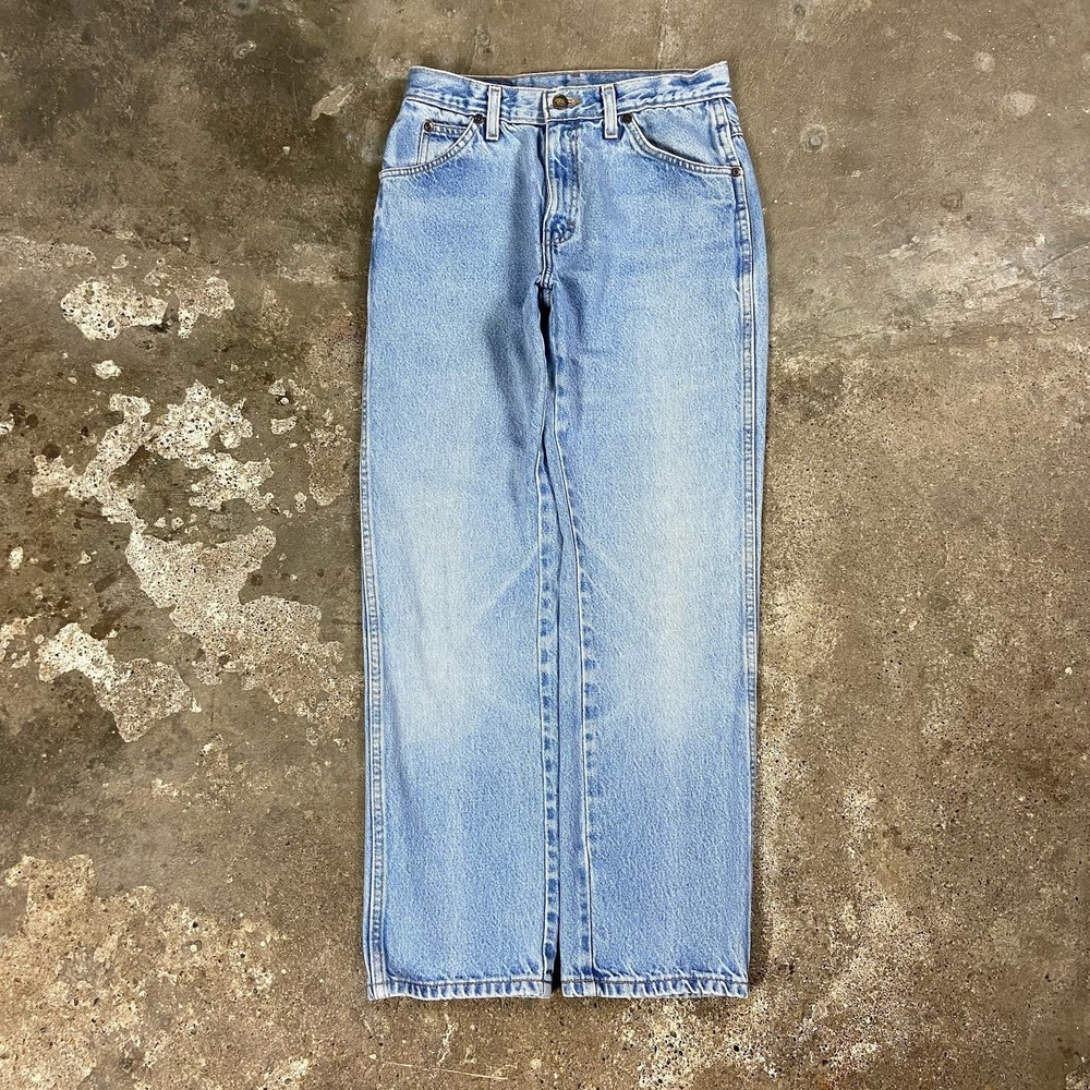 Vintage 90s Dickies Jeans Women's Size 28x29 Blue Denim Light Wash High Rise